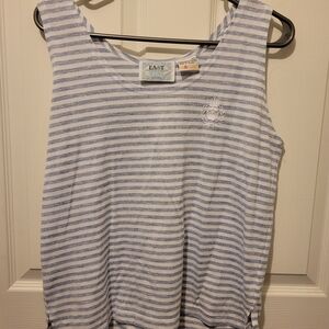 Classic Blue and White Striped Sleeveless Tank Top